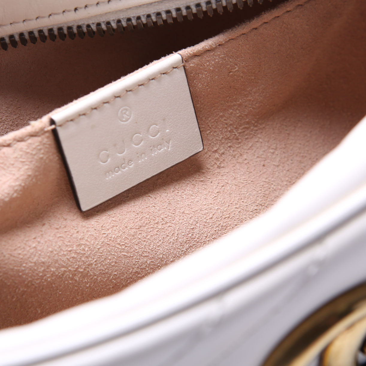 447632 Marmont Small Leather Camera White/Gold