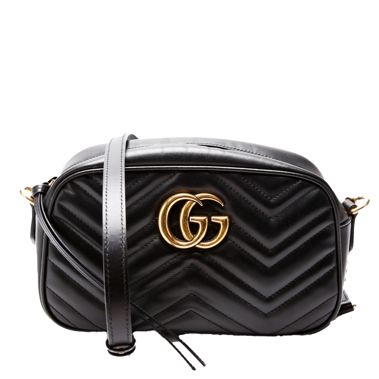 447632 Marmont Small Leather Camera Black/Gold