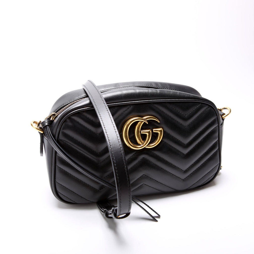 447632 Marmont Small Leather Camera Black/Gold