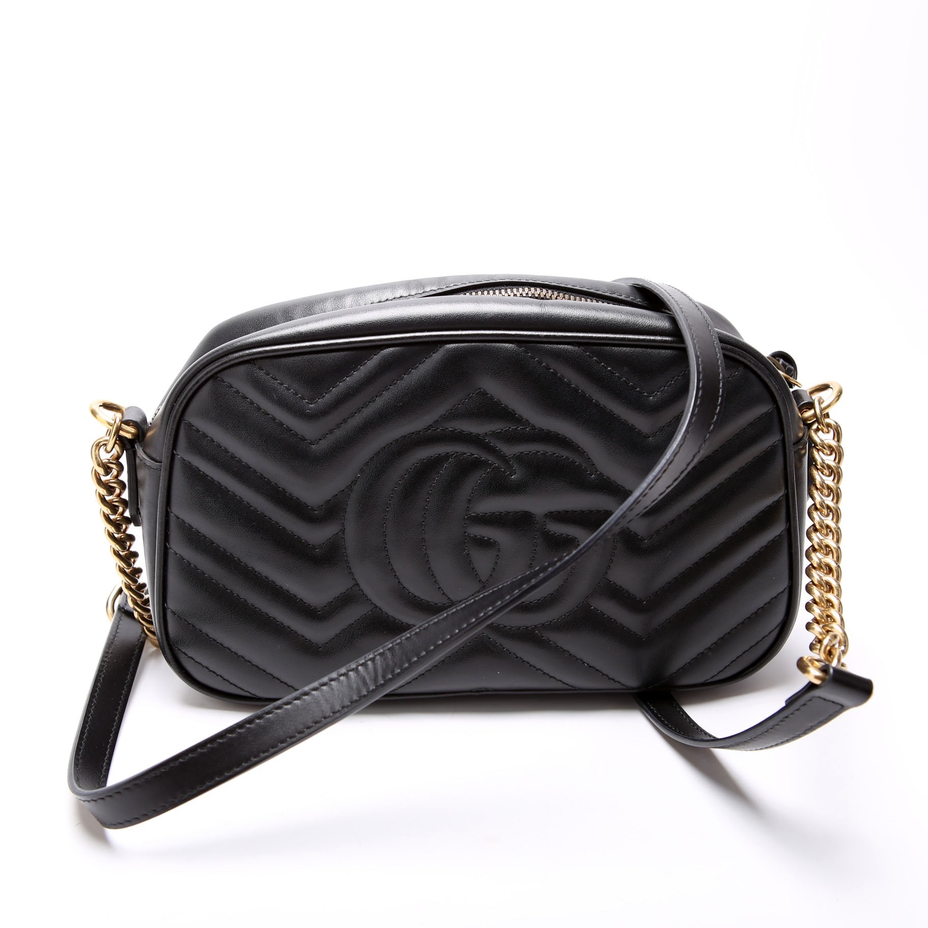 447632 Marmont Small Leather Camera Black/Gold