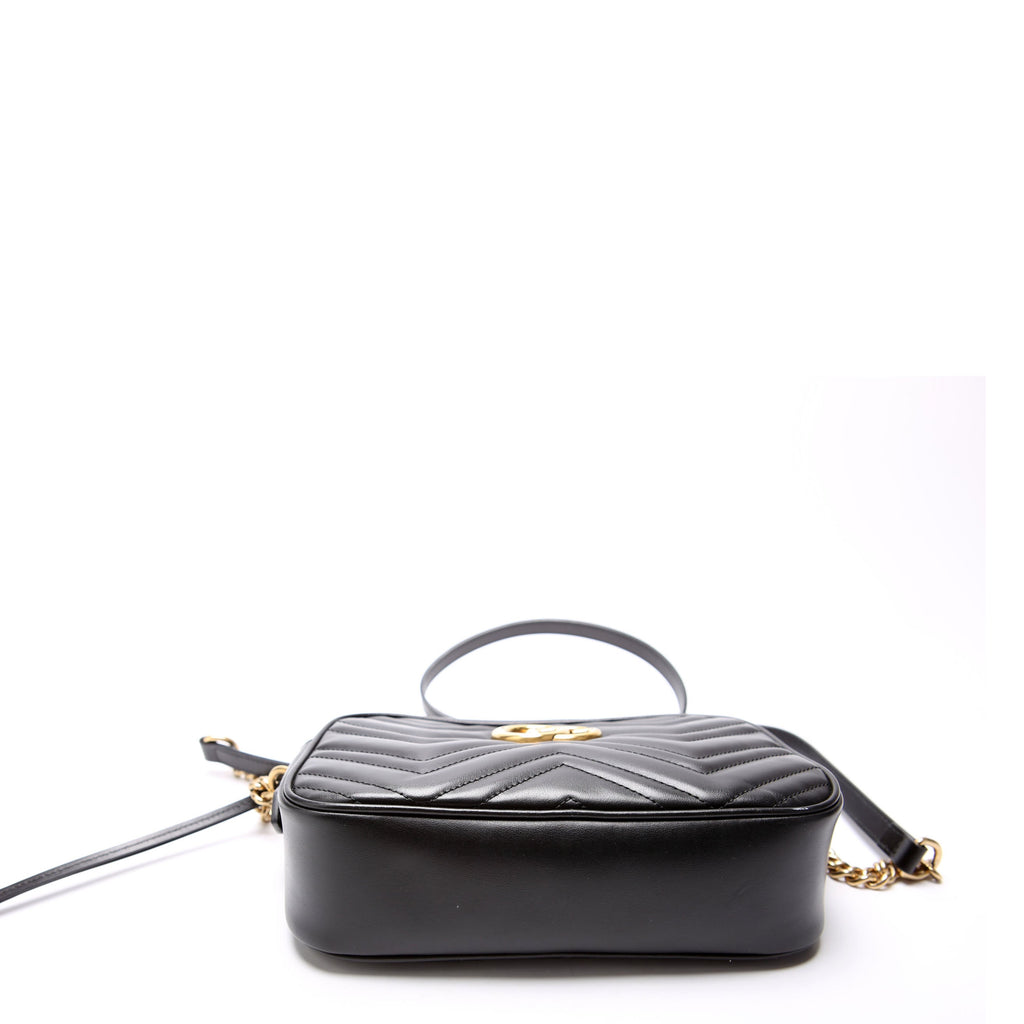 447632 Marmont Small Leather Camera Black/Gold