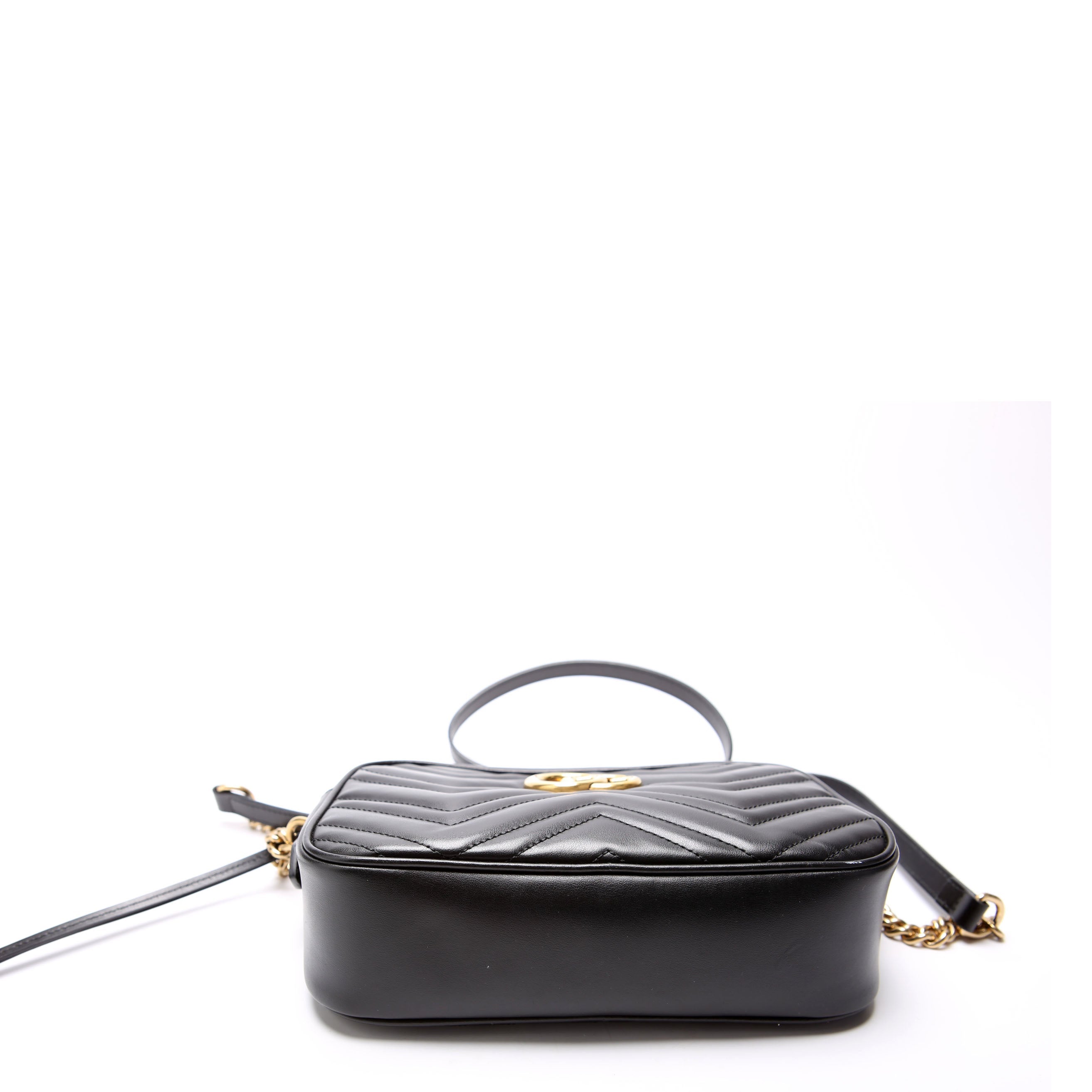 447632 Marmont Small Leather Camera Black/Gold