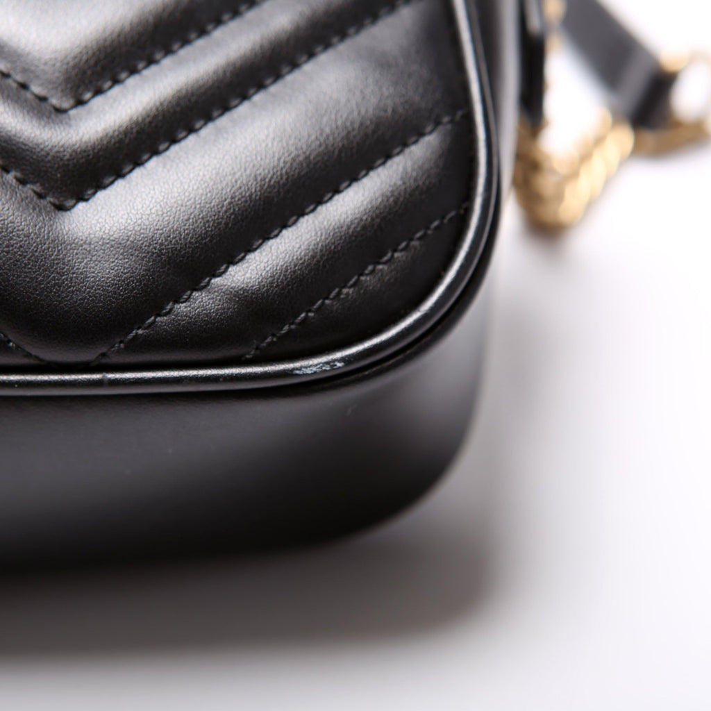 447632 Marmont Small Leather Camera Black/Gold