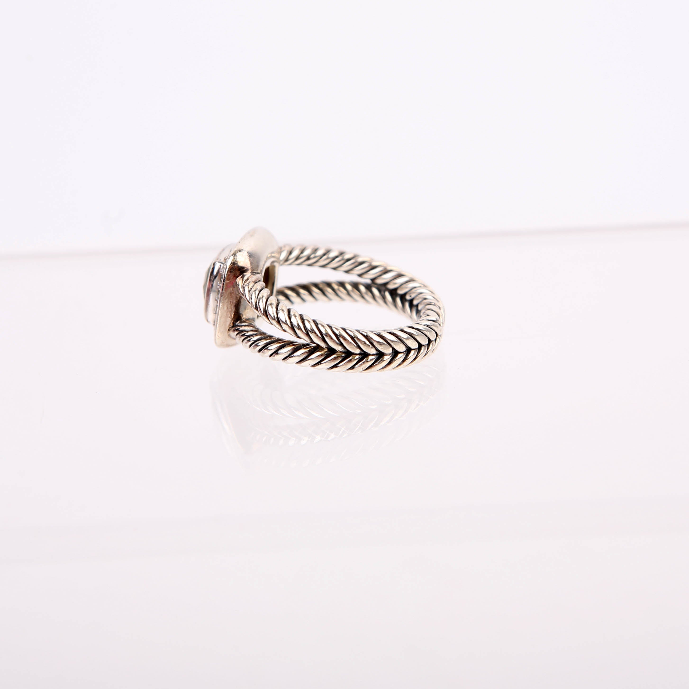 Petite Albion 925/Topaz/Pave Ring Size 6 Silver