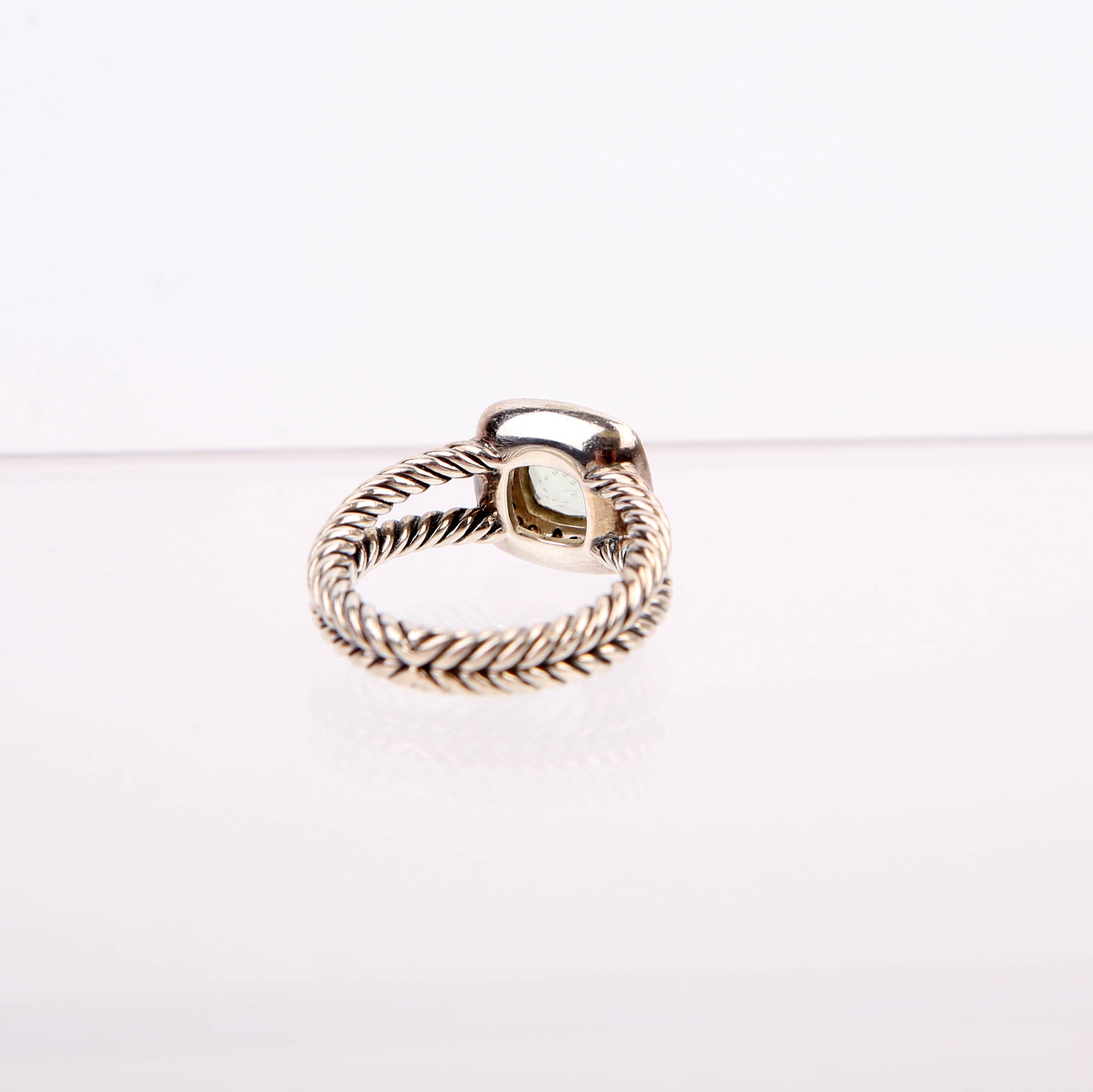 Petite Albion 925/Topaz/Pave Ring Size 6 Silver