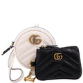 698787 Marmont Coin Case/Key Pouch On Strap White/Black