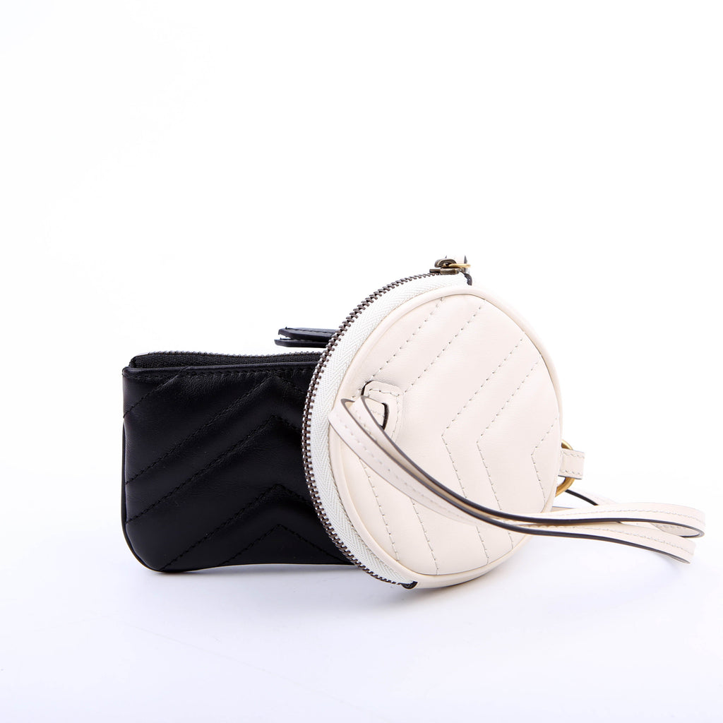 698787 Marmont Coin Case/Key Pouch On Strap White/Black
