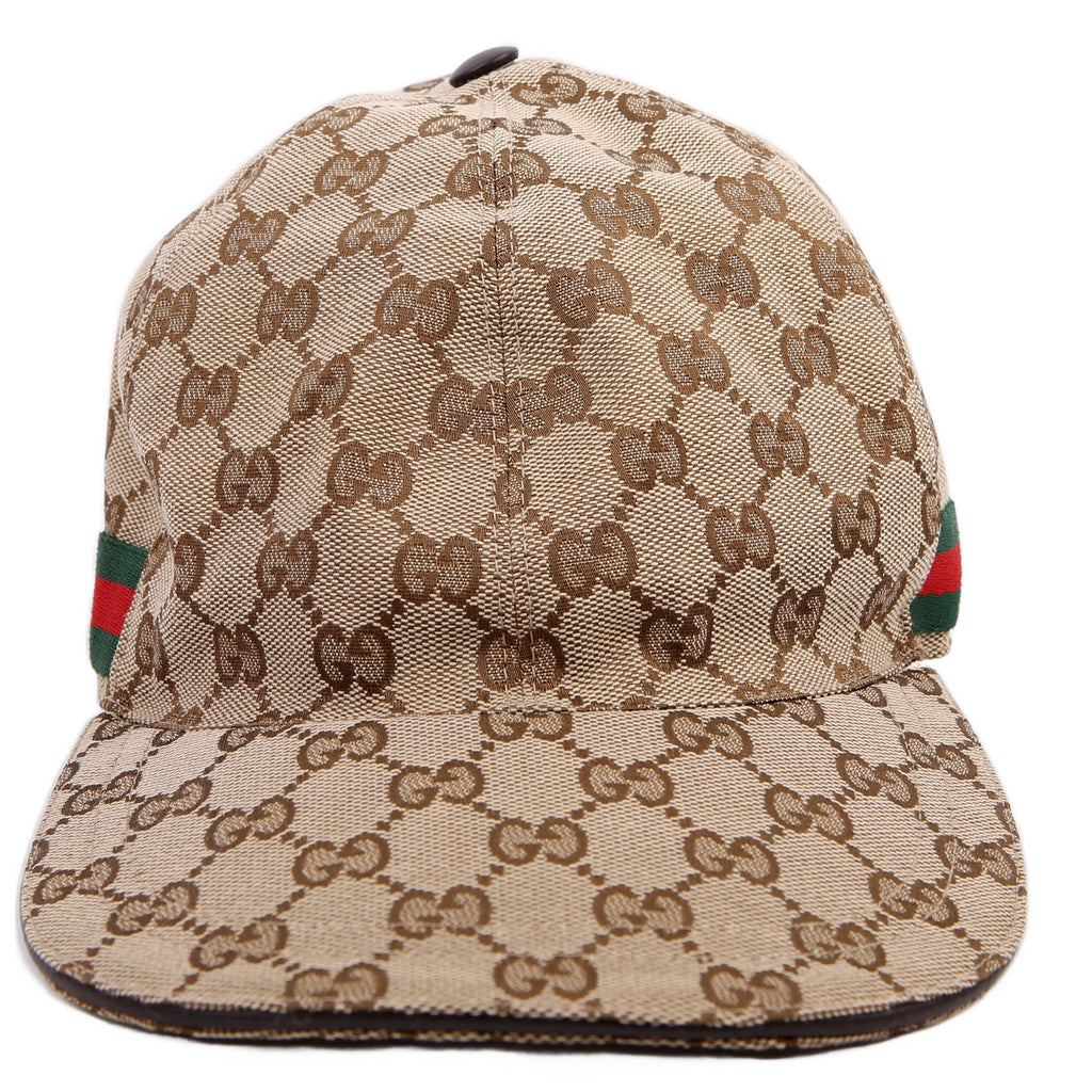 200035 GG Canvas Web Cap Size Medium Brown