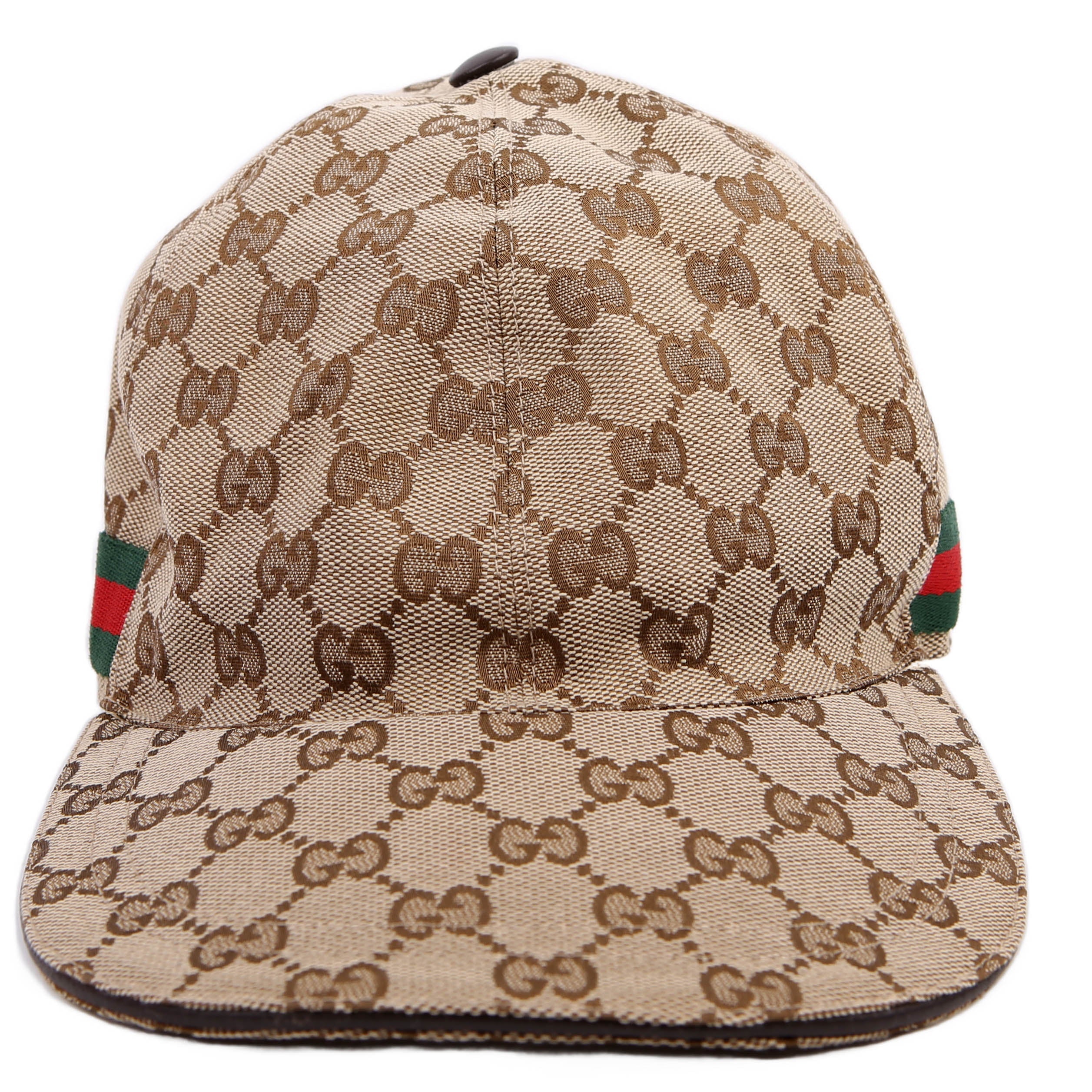 200035 GG Canvas Web Cap Size Medium Brown