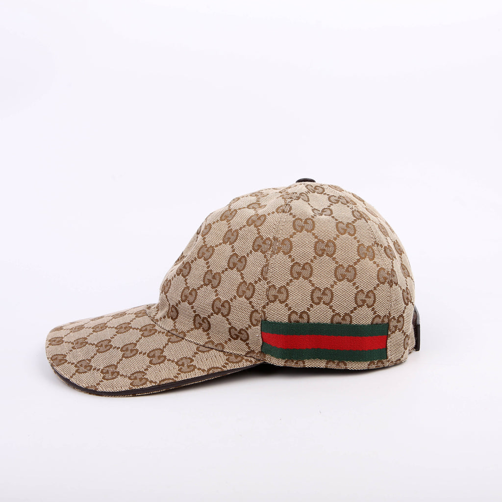 200035 GG Canvas Web Cap Size Medium Brown