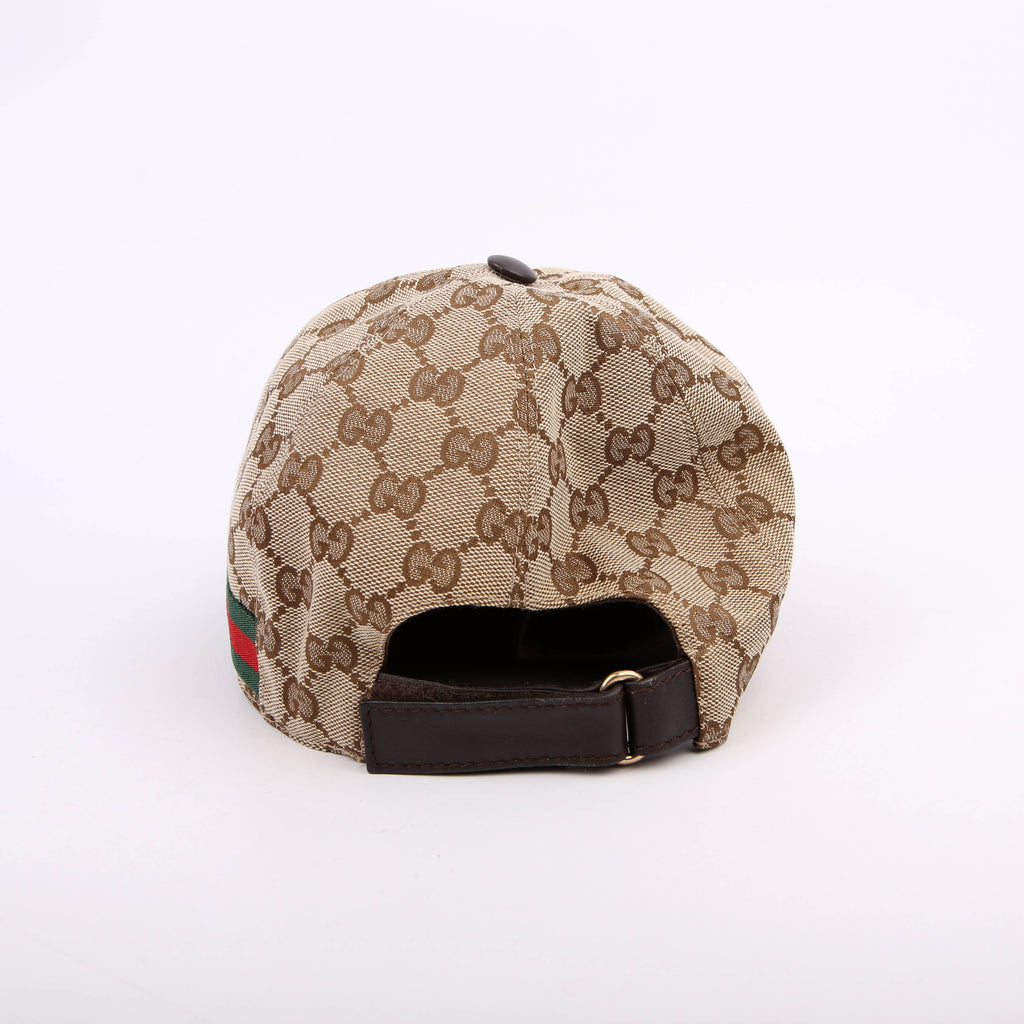 200035 GG Canvas Web Cap Size Medium Brown