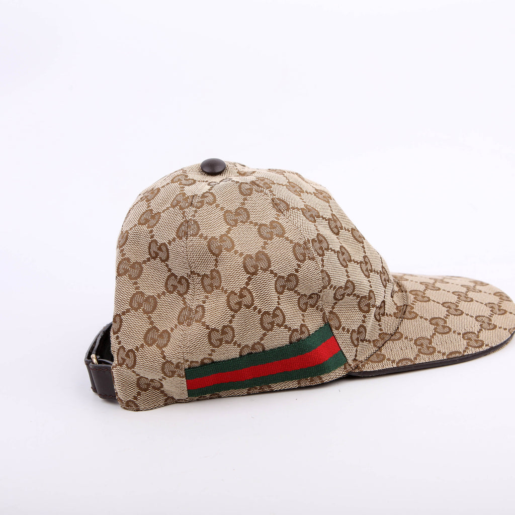 200035 GG Canvas Web Cap Size Medium Brown