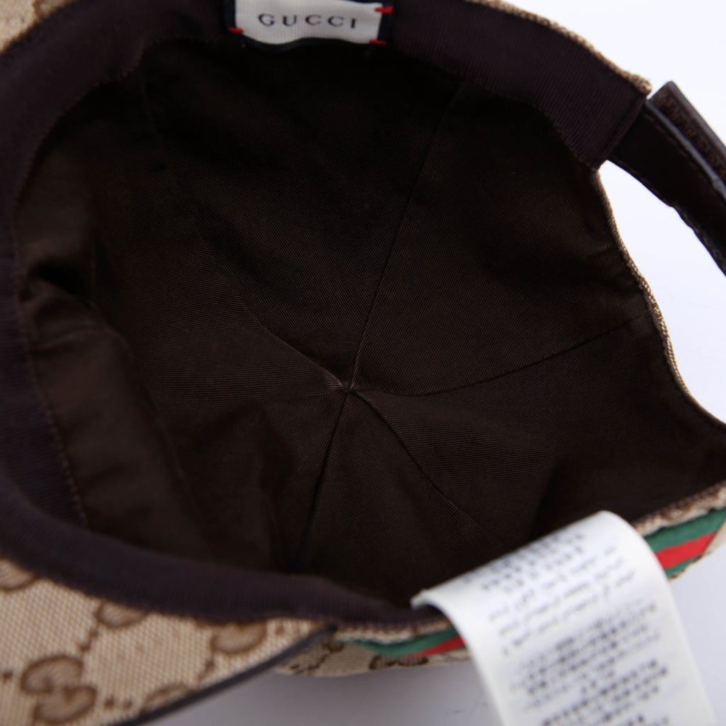 200035 GG Canvas Web Cap Size Medium Brown
