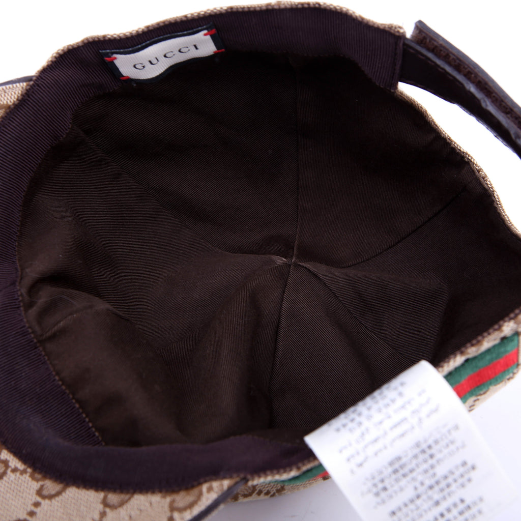 200035 GG Canvas Web Cap Size Medium Brown