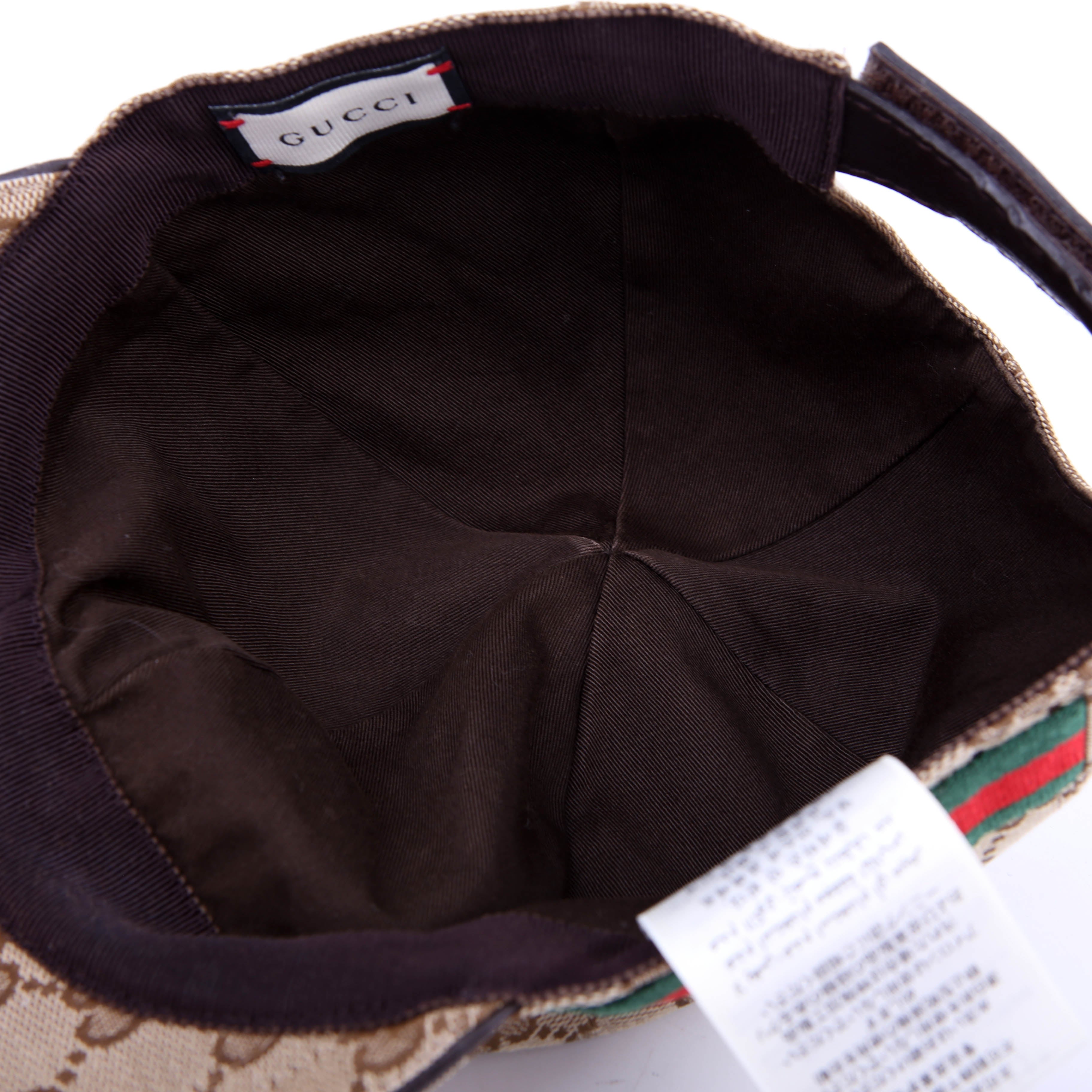200035 GG Canvas Web Cap Size Medium Brown
