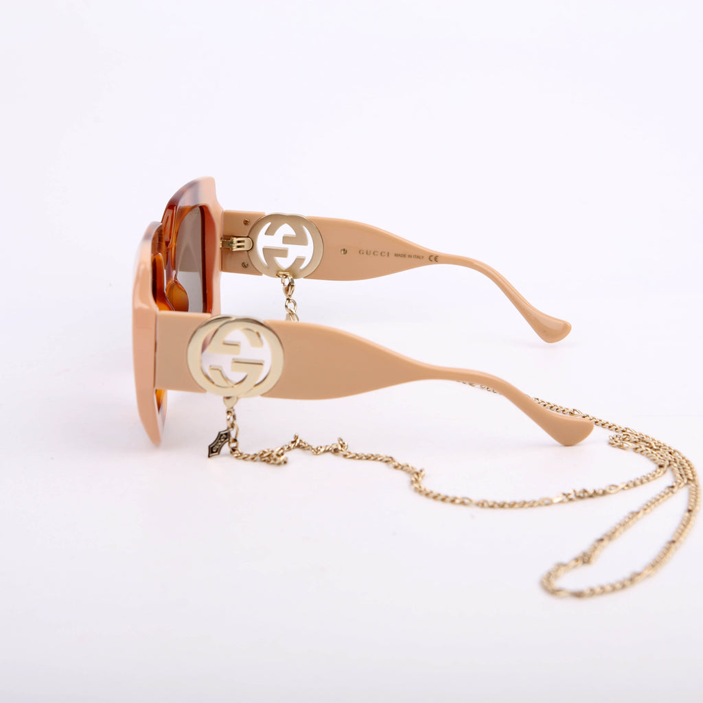 Gucci GG1022S Oversized Sunglasses Tan/Brown
