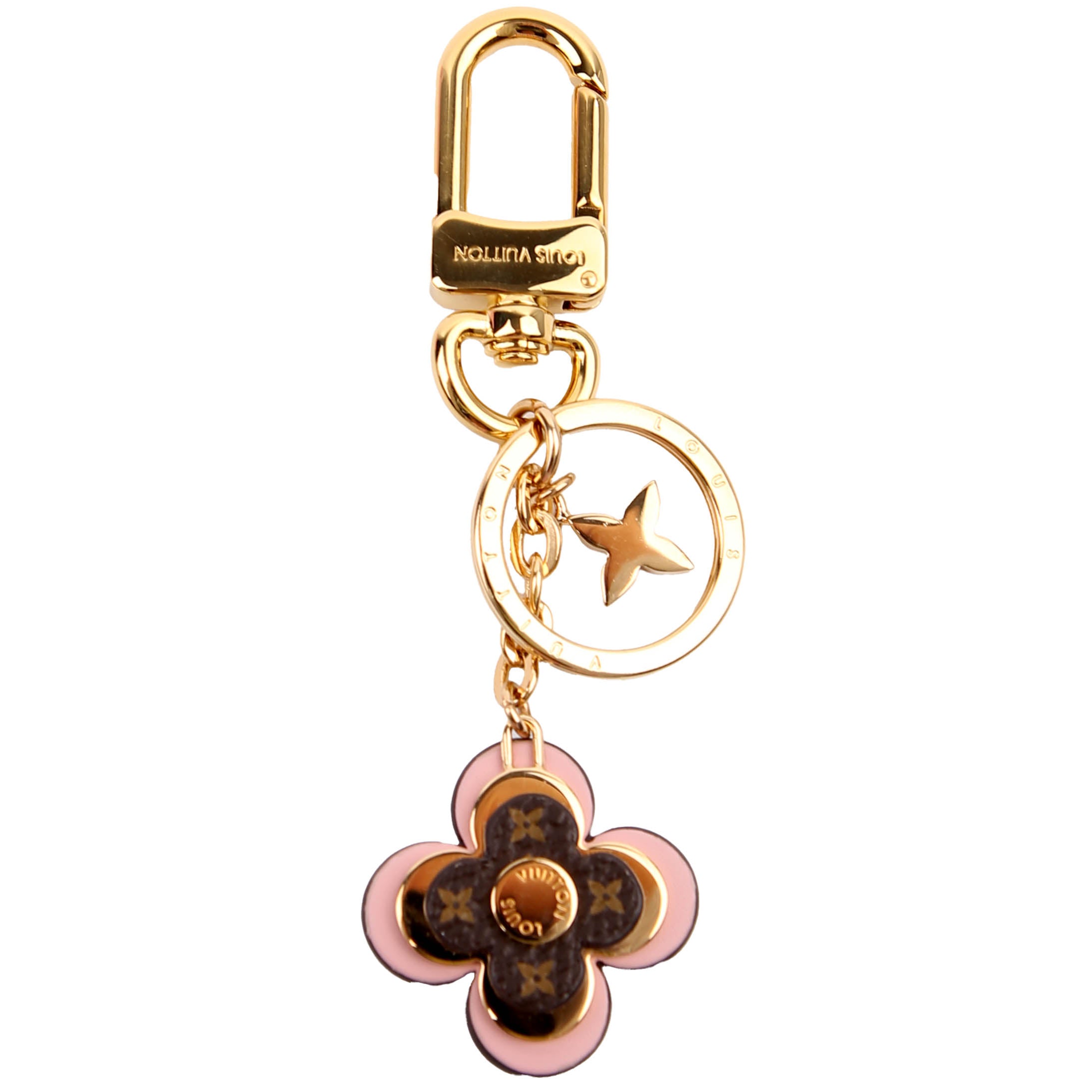 Blooming Flowers BB Bag Charm Key Chain Gold