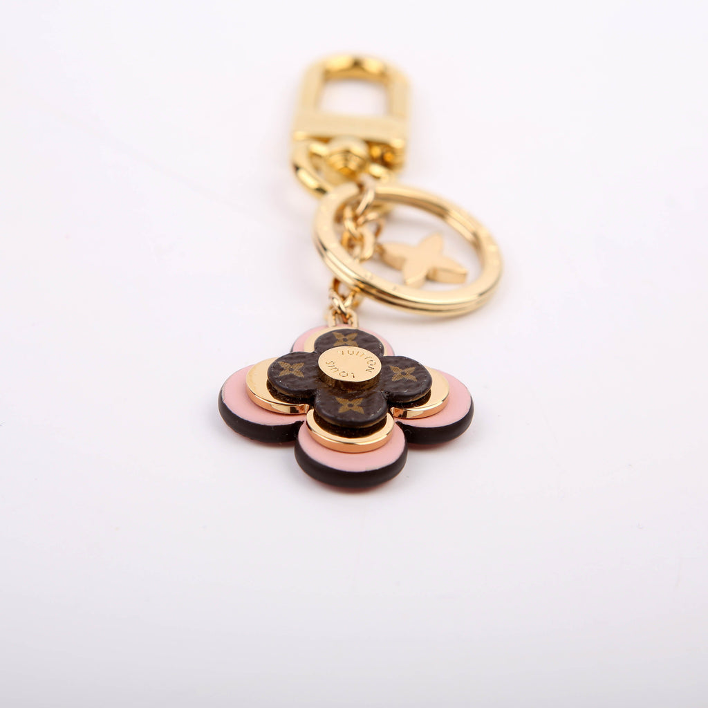 Blooming Flowers BB Bag Charm Key Chain Gold
