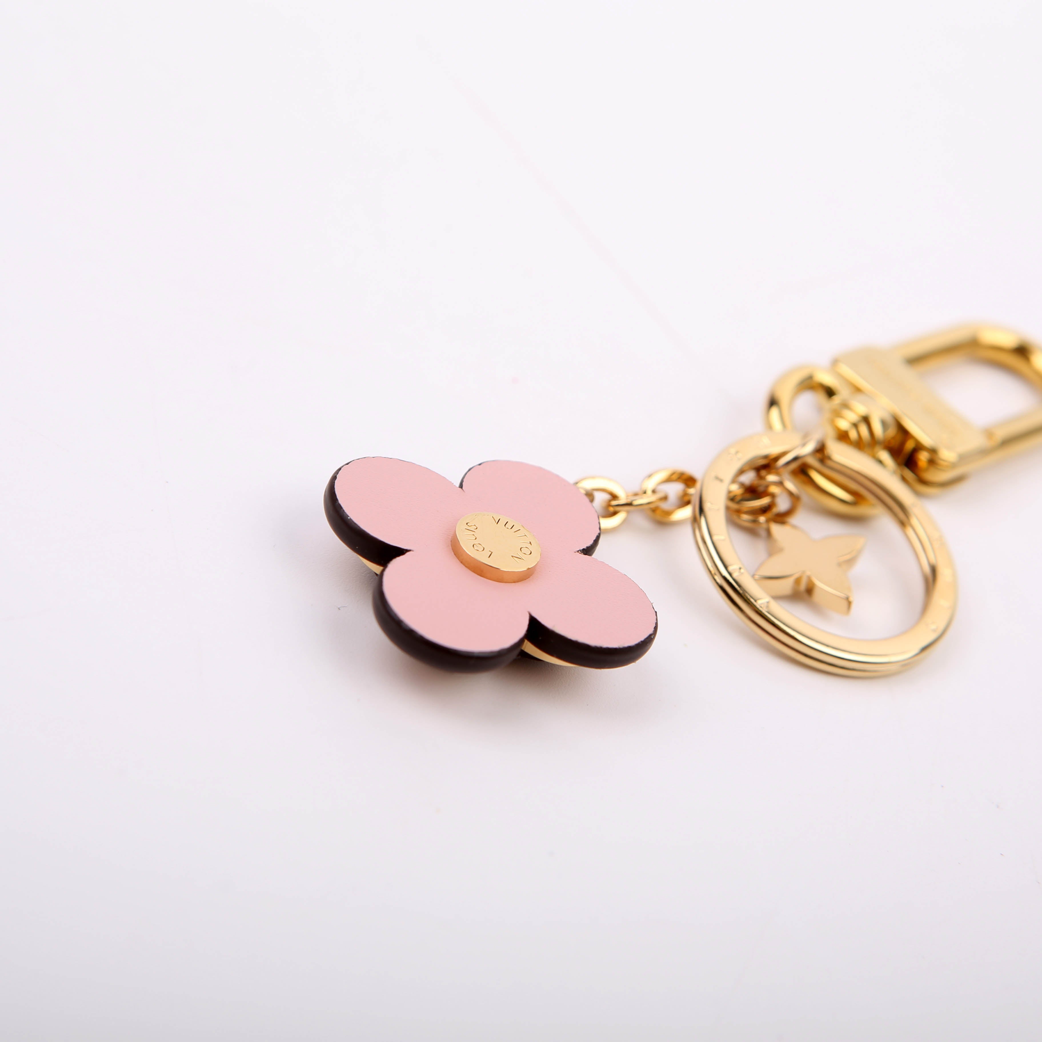 Blooming Flowers BB Bag Charm Key Chain Gold