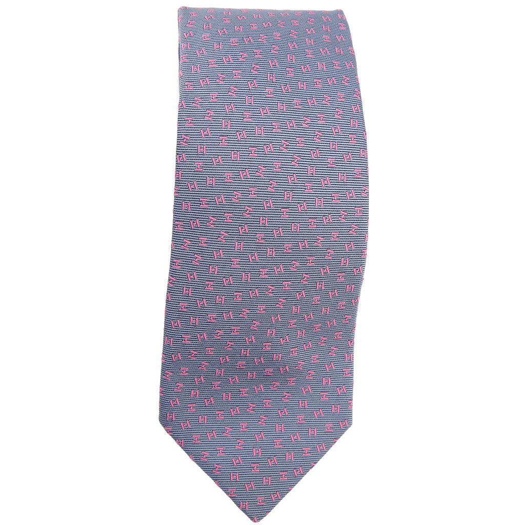 Printed Silk Tie Grey/Pink