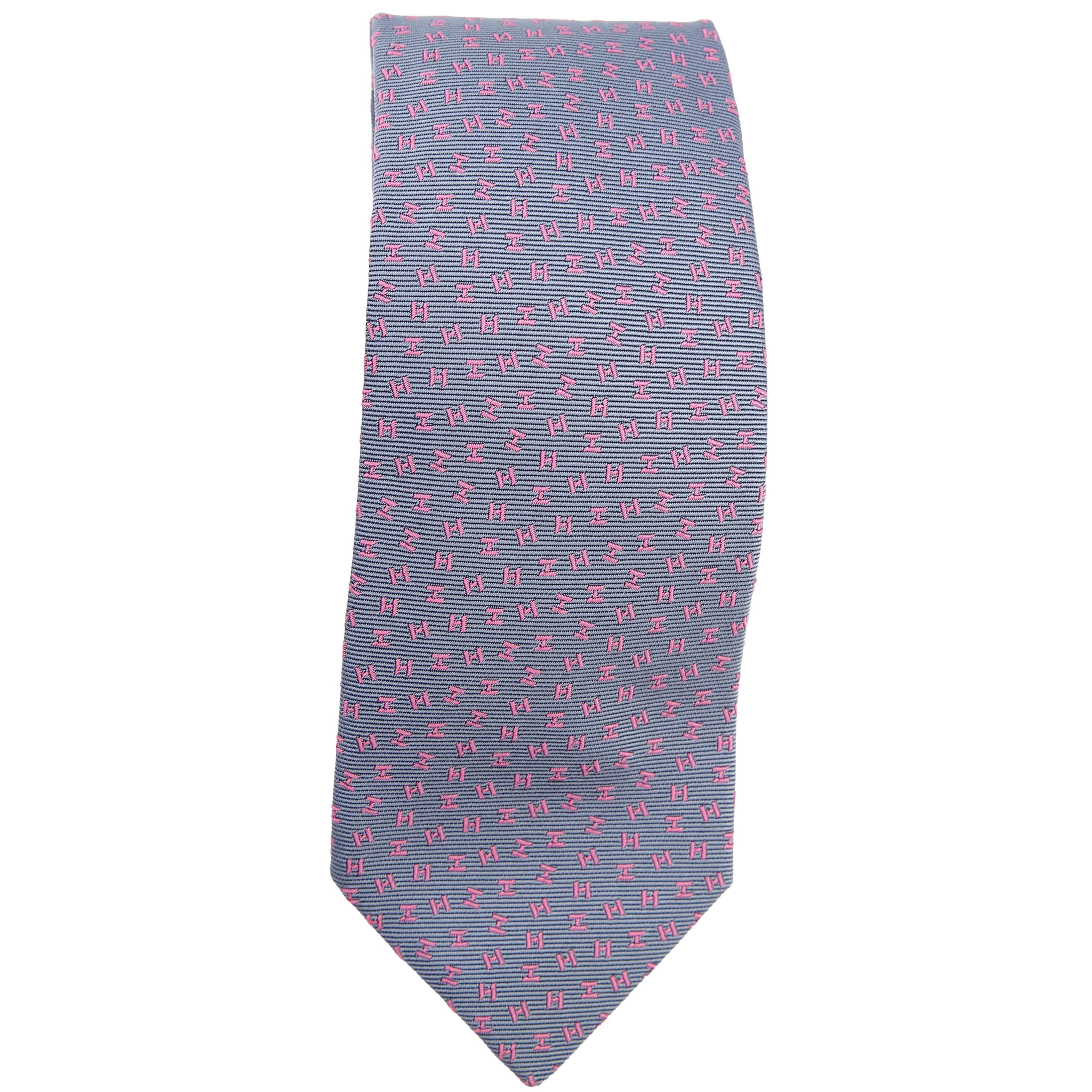 Printed Silk Tie Grey/Pink