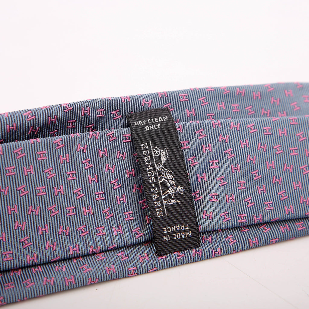 Printed Silk Tie Grey/Pink
