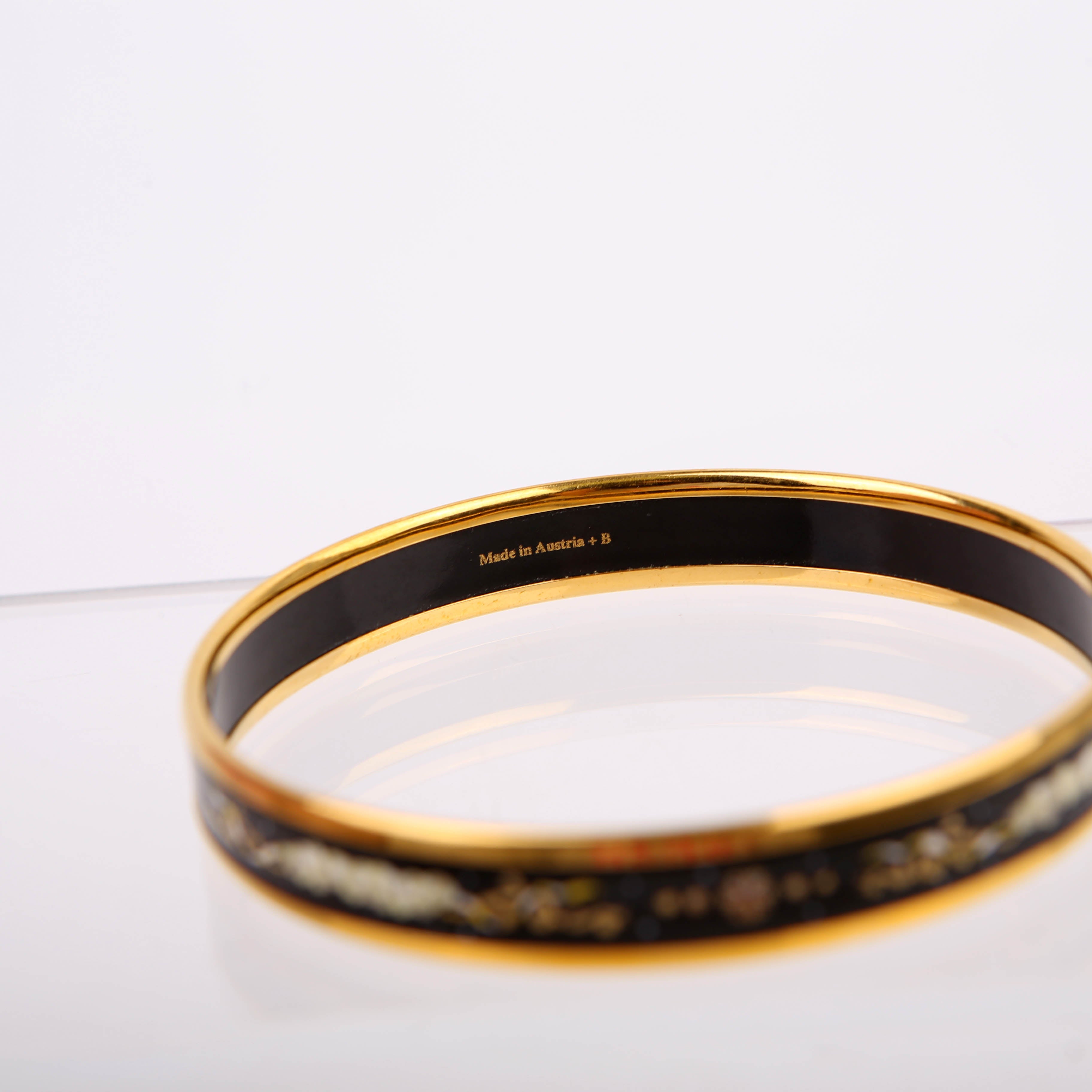 Printed Enamel Narrow Bangle Bracelet Black