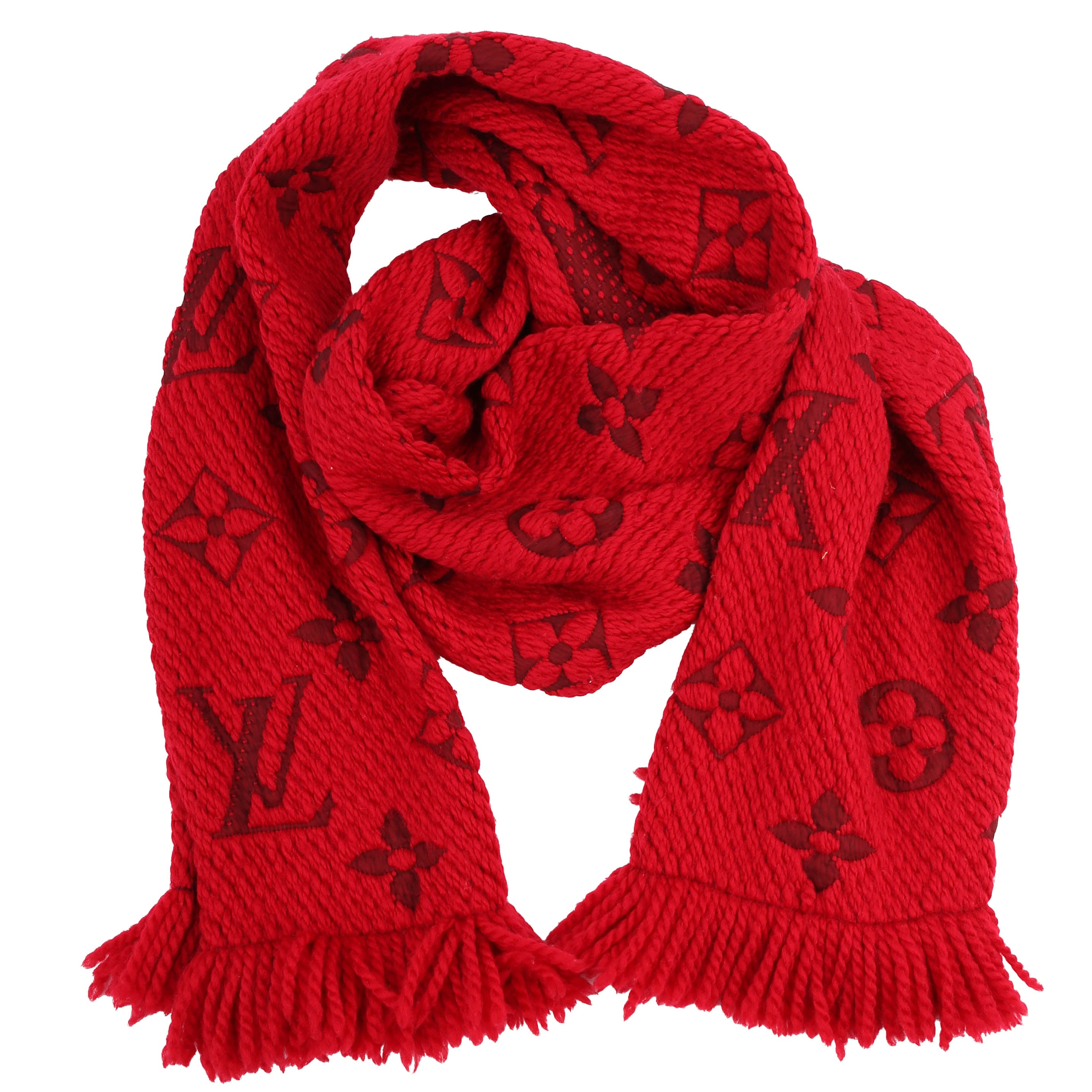 Logomania Wool/Silk Scarf Red