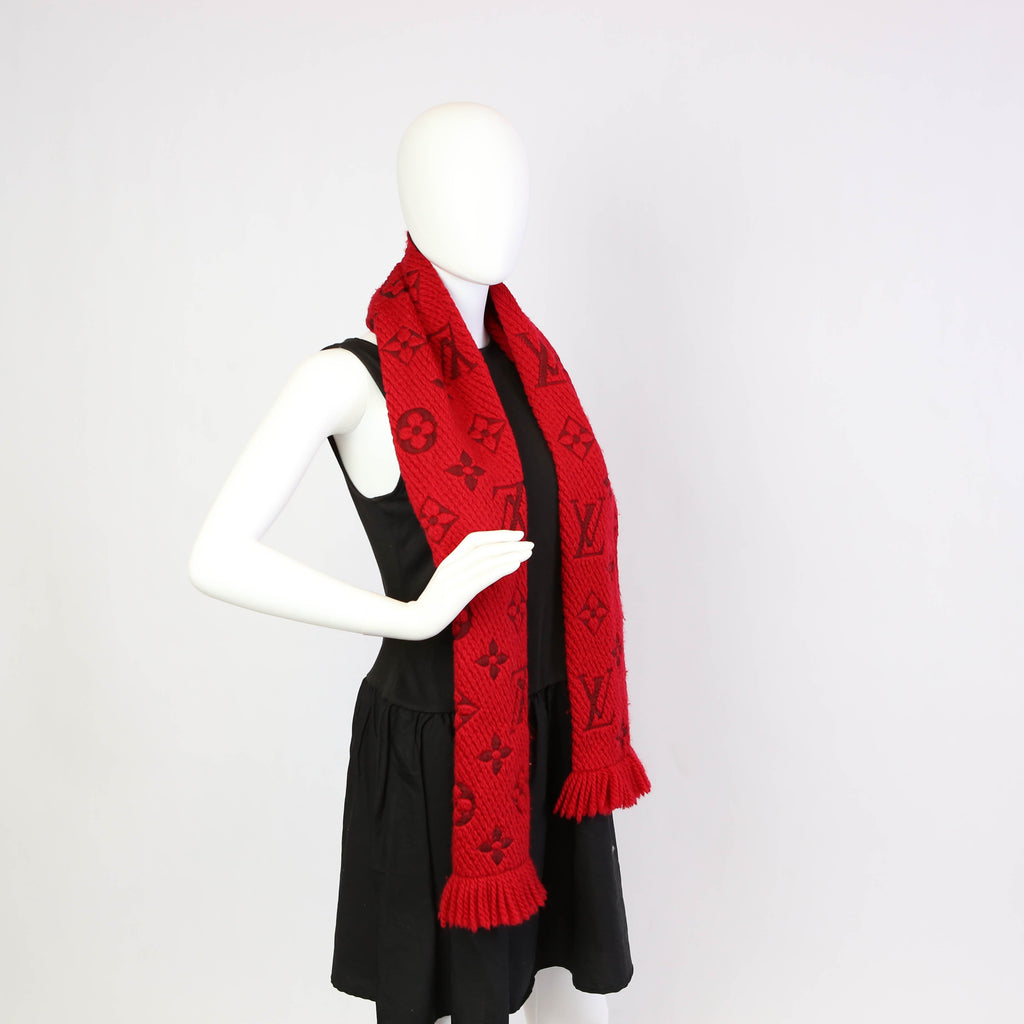 Logomania Wool/Silk Scarf Red