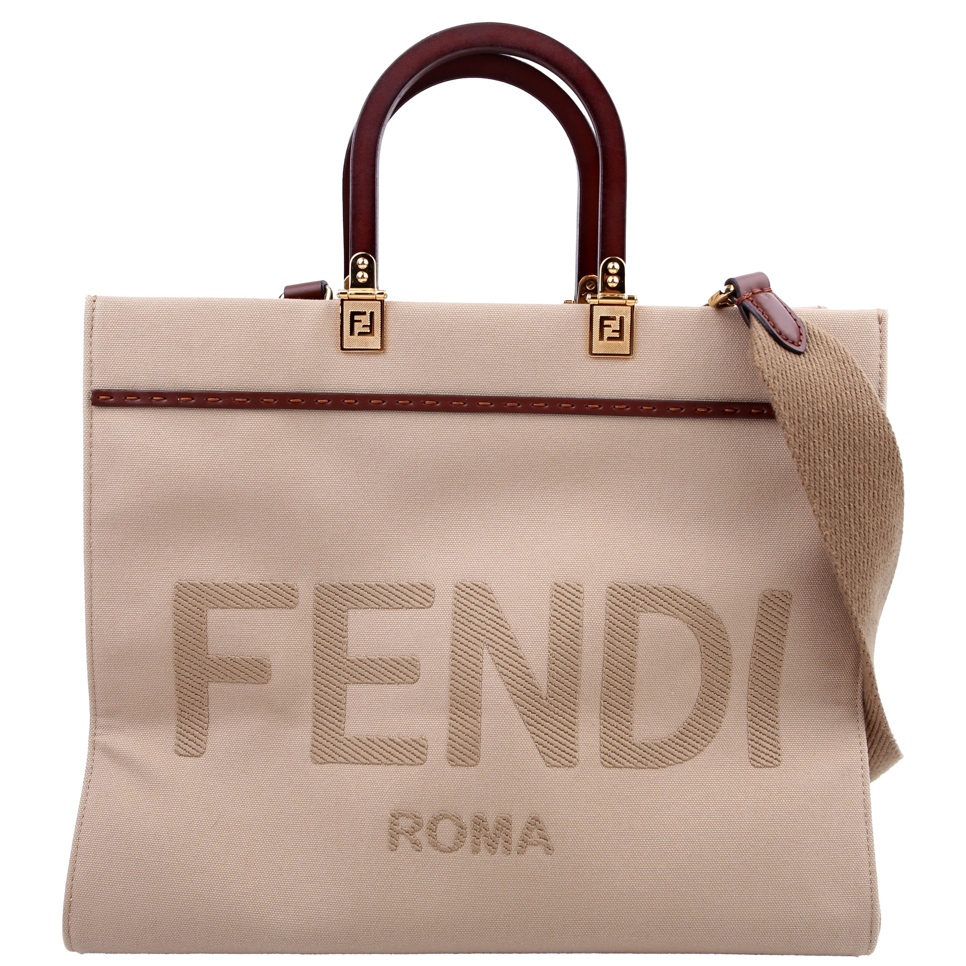Fendi Sunshine Shopper Medium Canvas Tan