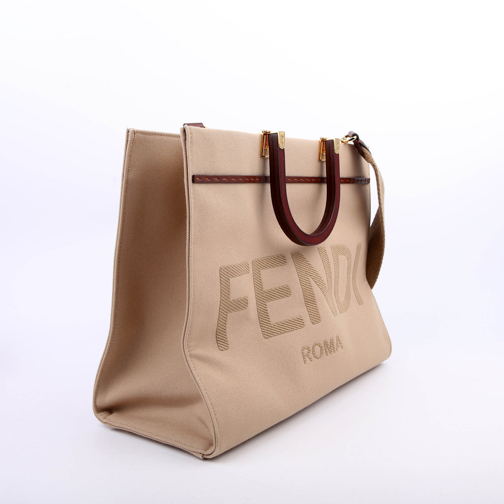 Fendi Sunshine Shopper Medium Canvas Tan