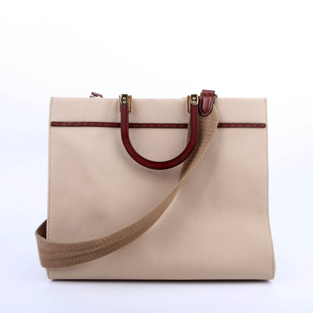 Fendi Sunshine Shopper Medium Canvas Tan