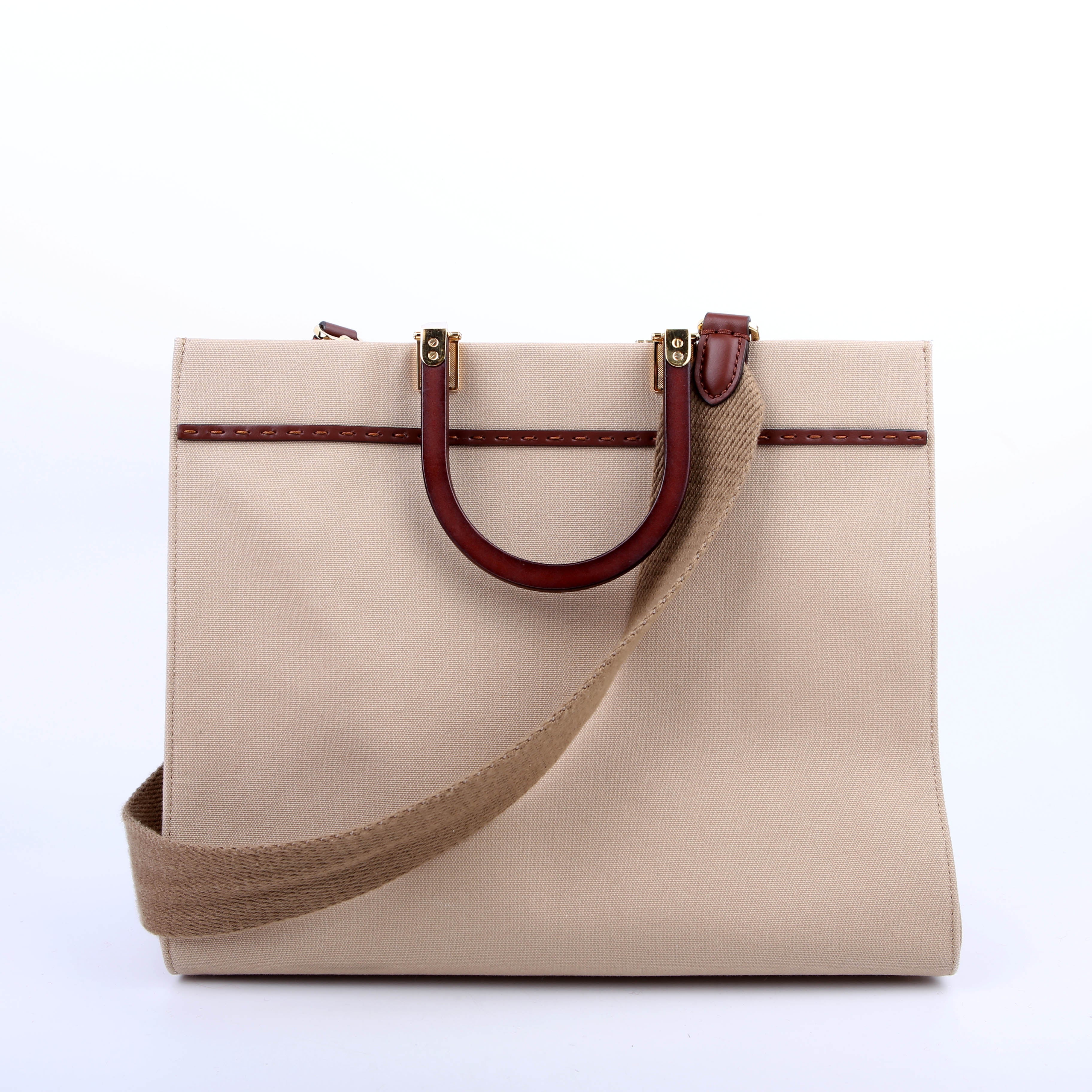 Fendi Sunshine Shopper Medium Canvas Tan