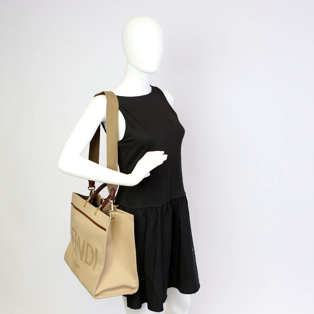 Fendi Sunshine Shopper Medium Canvas Tan