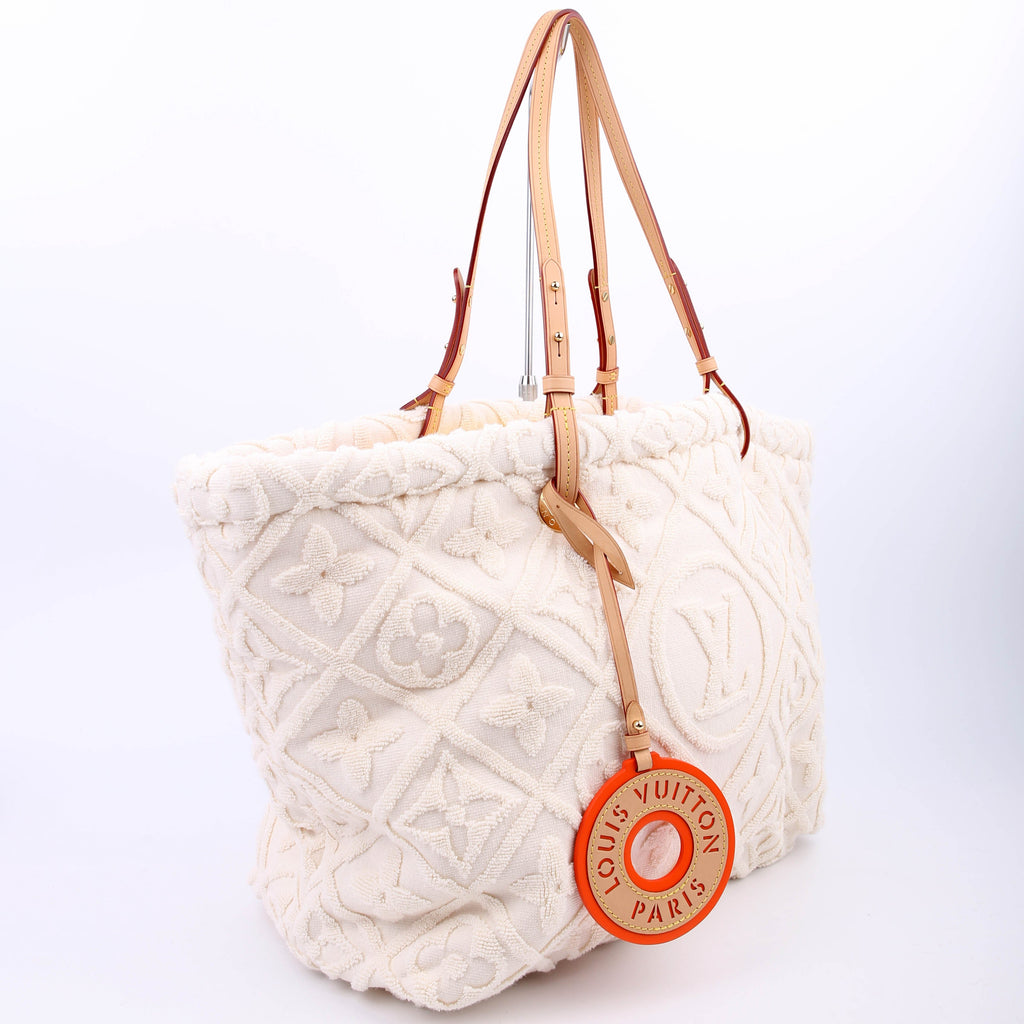 Lvacation Tote Terry Cloth Monogram Cream