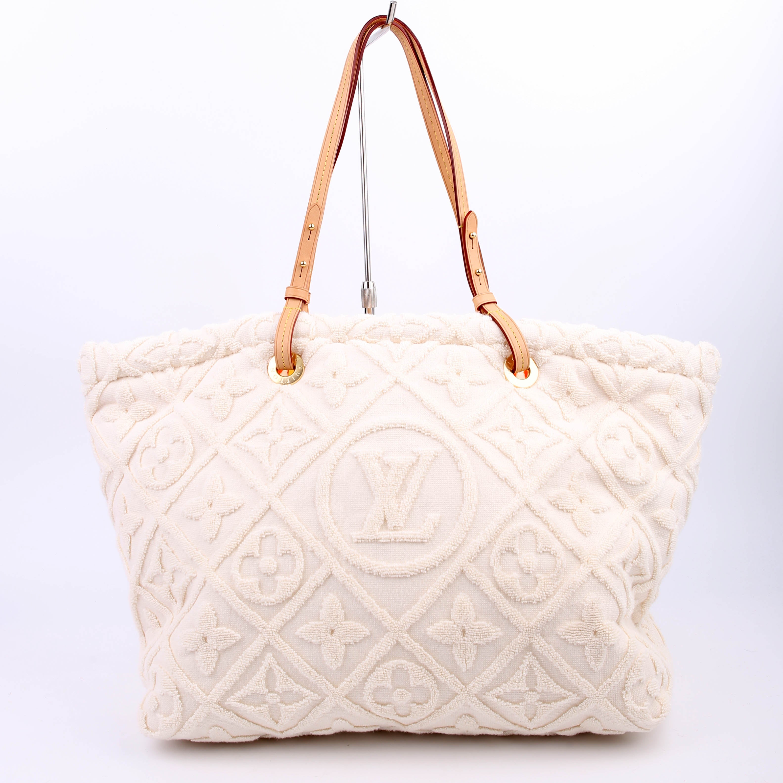 Lvacation Tote Terry Cloth Monogram Cream