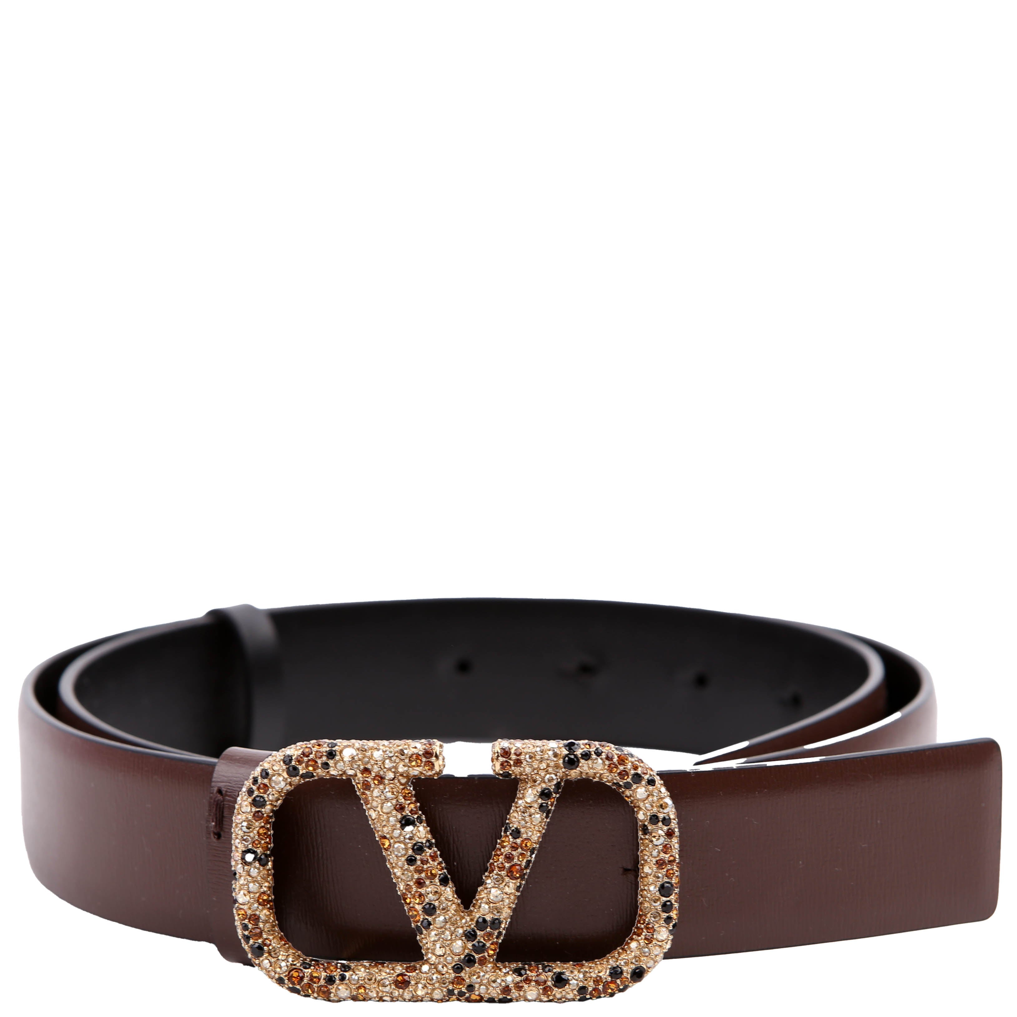 Vlogo Signature Swarovski 40MM Reversible Belt Size 85/34 Brown/Black