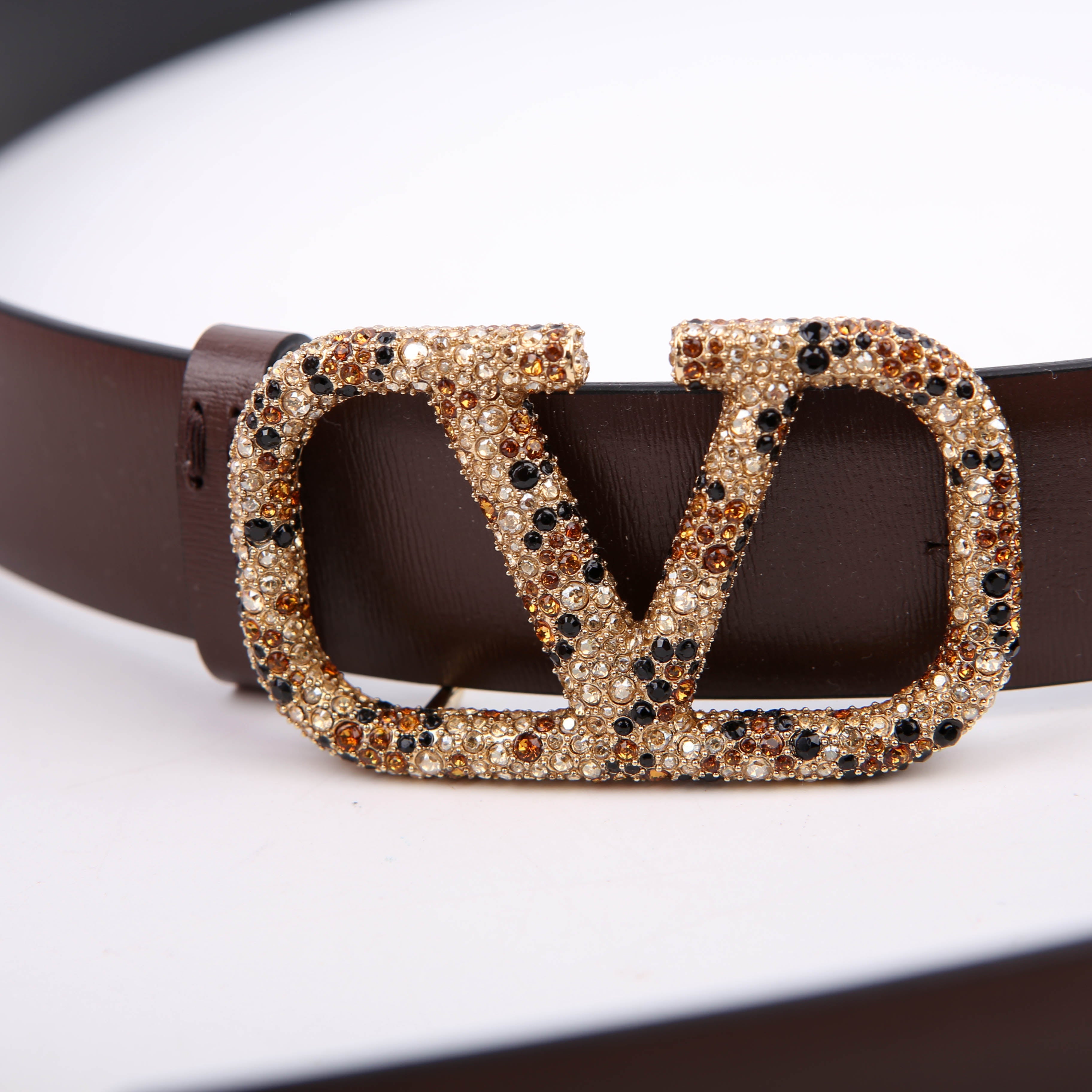 Vlogo Signature Swarovski 40MM Reversible Belt Size 85/34 Brown/Black