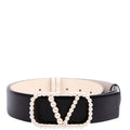 Vlogo Signature Pearl 40MM Belt Size 85/34 Black/Cream