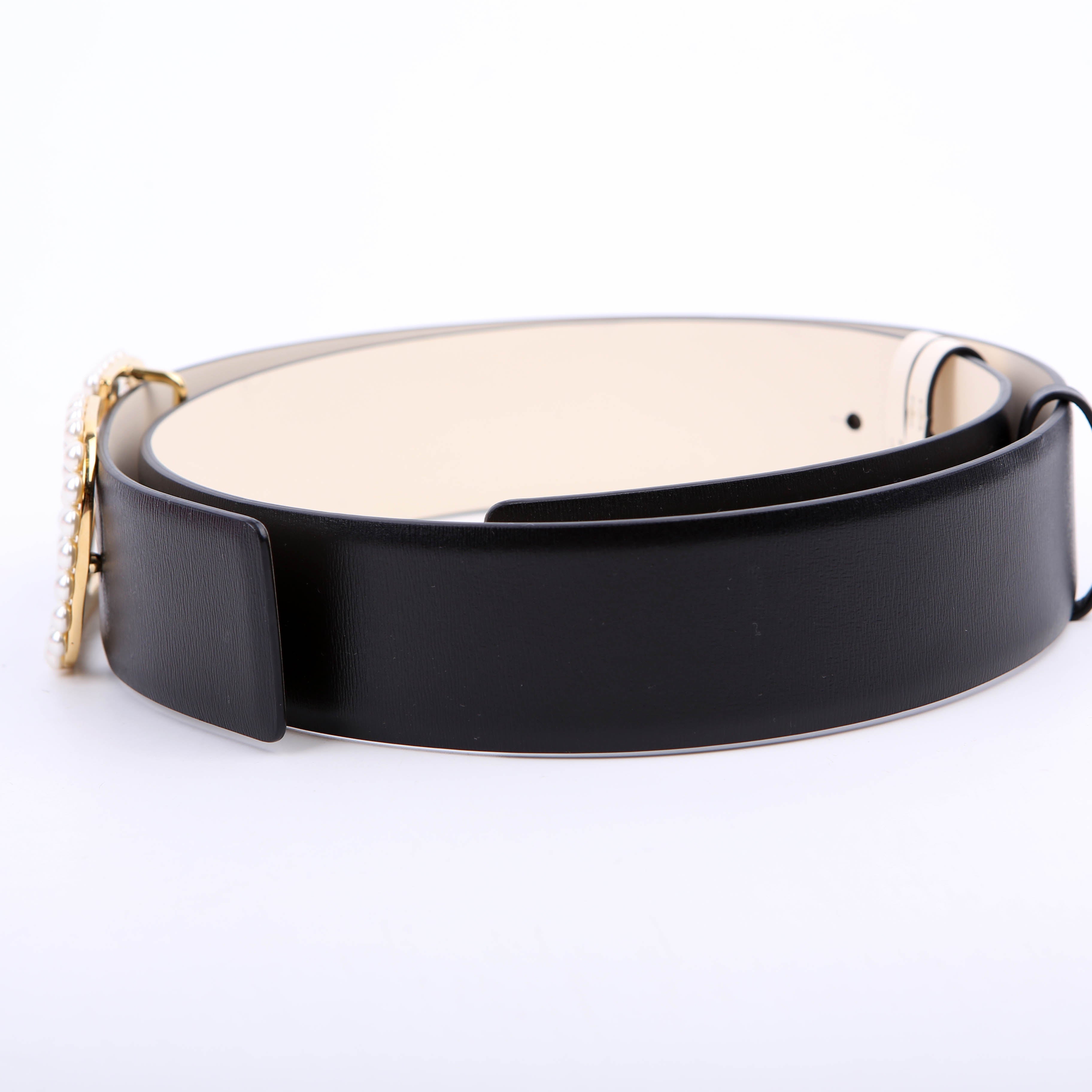 Vlogo Signature Pearl 40MM Belt Size 85/34 Black/Cream