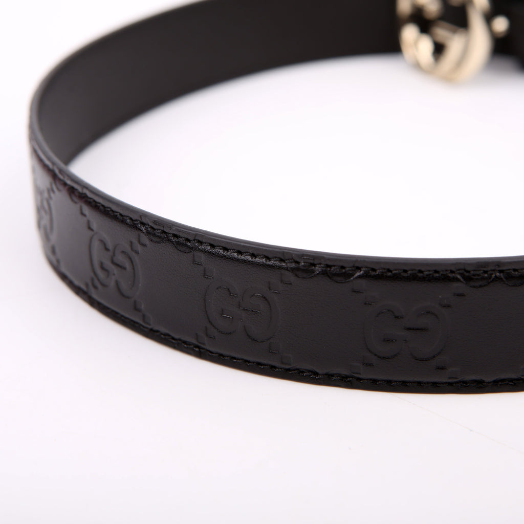 813008 Interlocking GG Leather Belt Size 80/32 Black