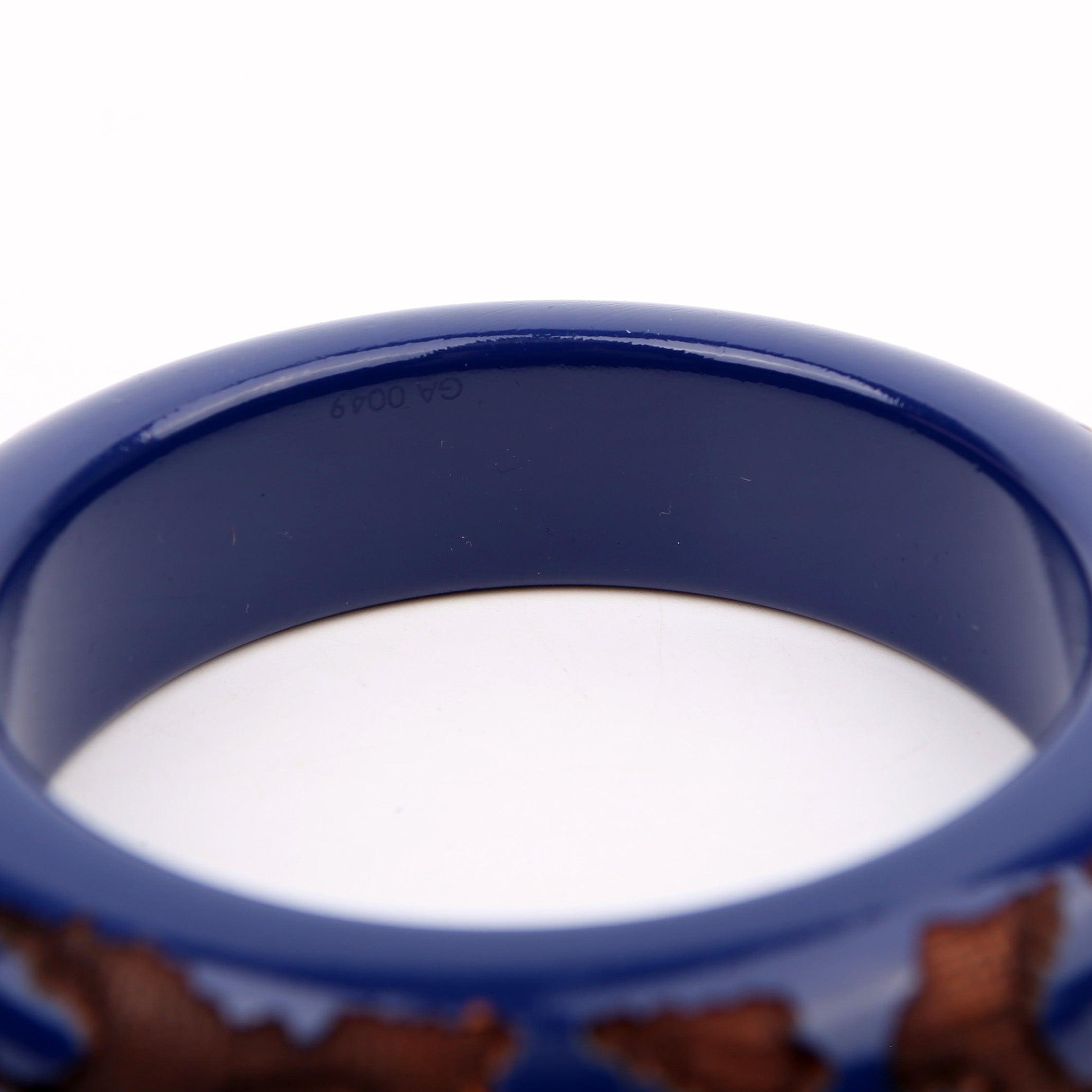Leomonogram Lacquer/Wood Bangle Wide Bracelet Navy
