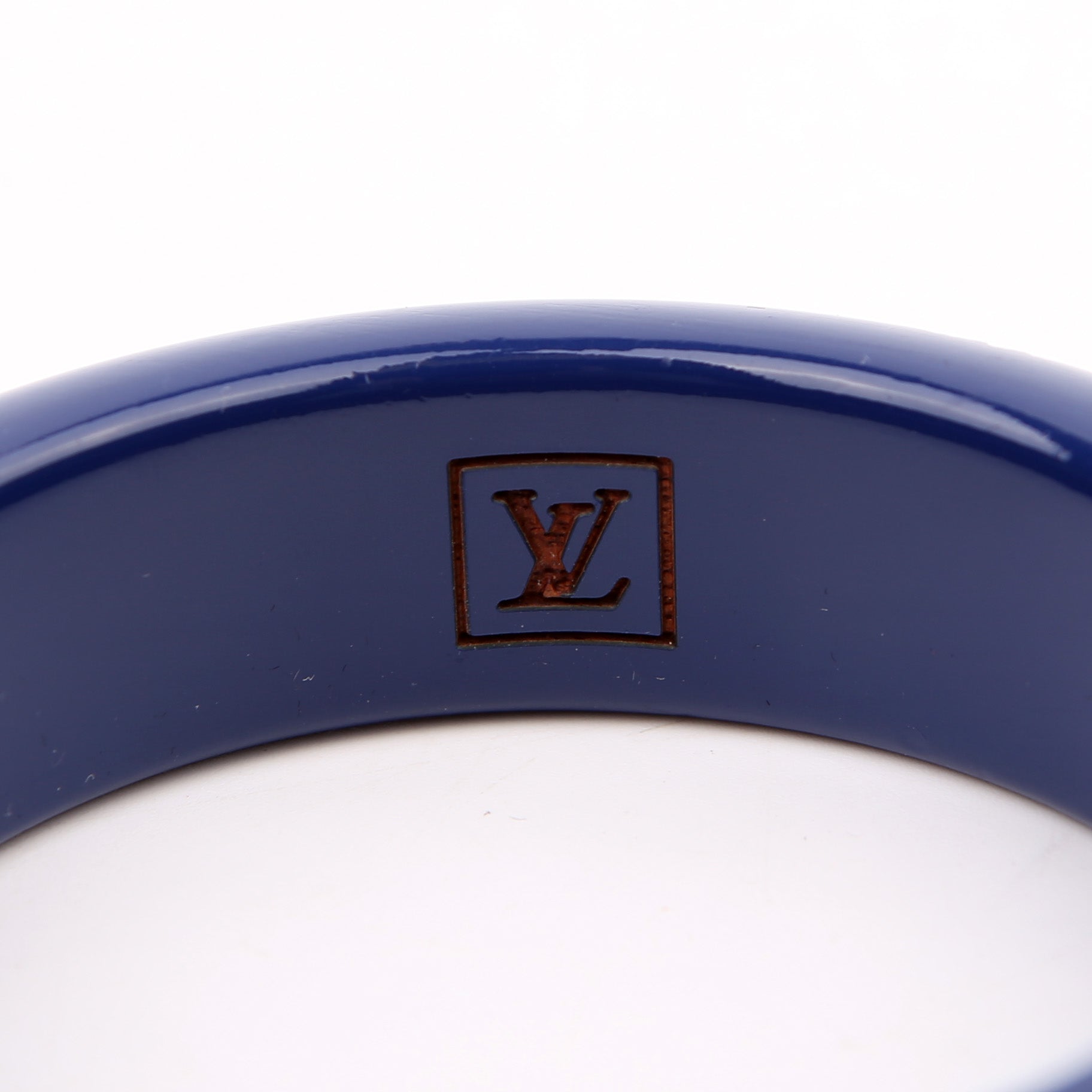 Leomonogram Lacquer/Wood Bangle Wide Bracelet Navy