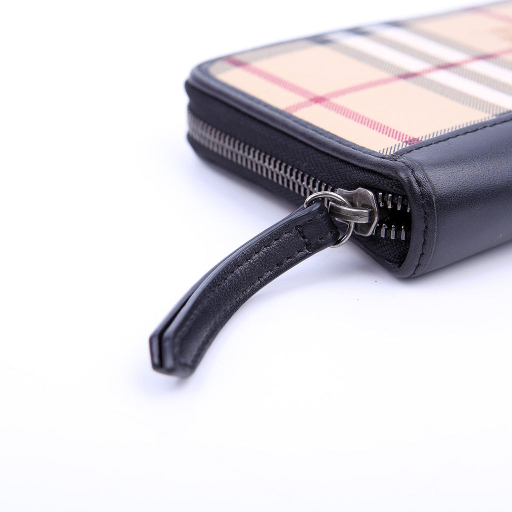 Haymarket Check Zip Around Wallet Black