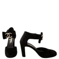 Mary - Jane Velvet Bow Pumps Size 36.5 Black