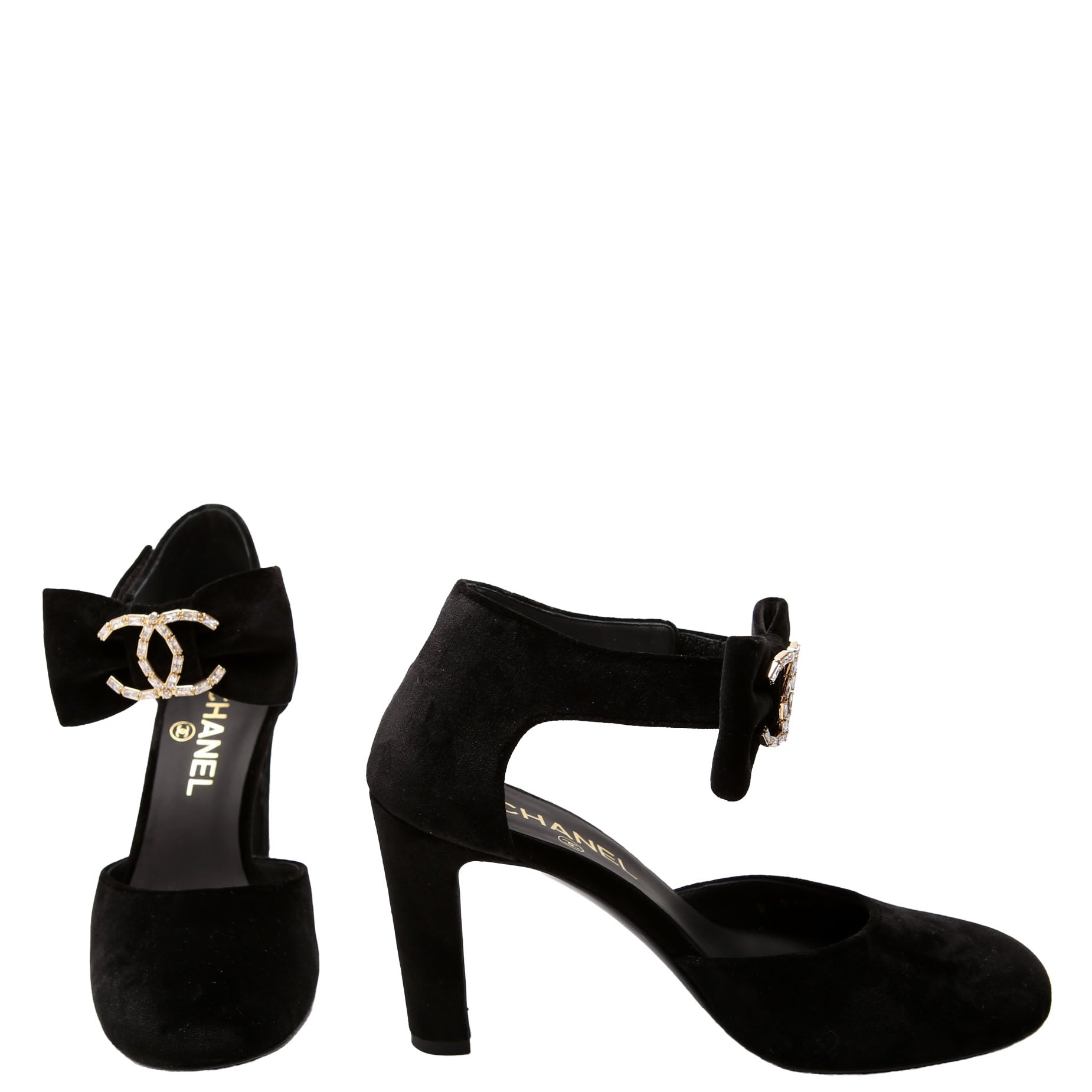 Mary - Jane Velvet Bow Pumps Size 36.5 Black
