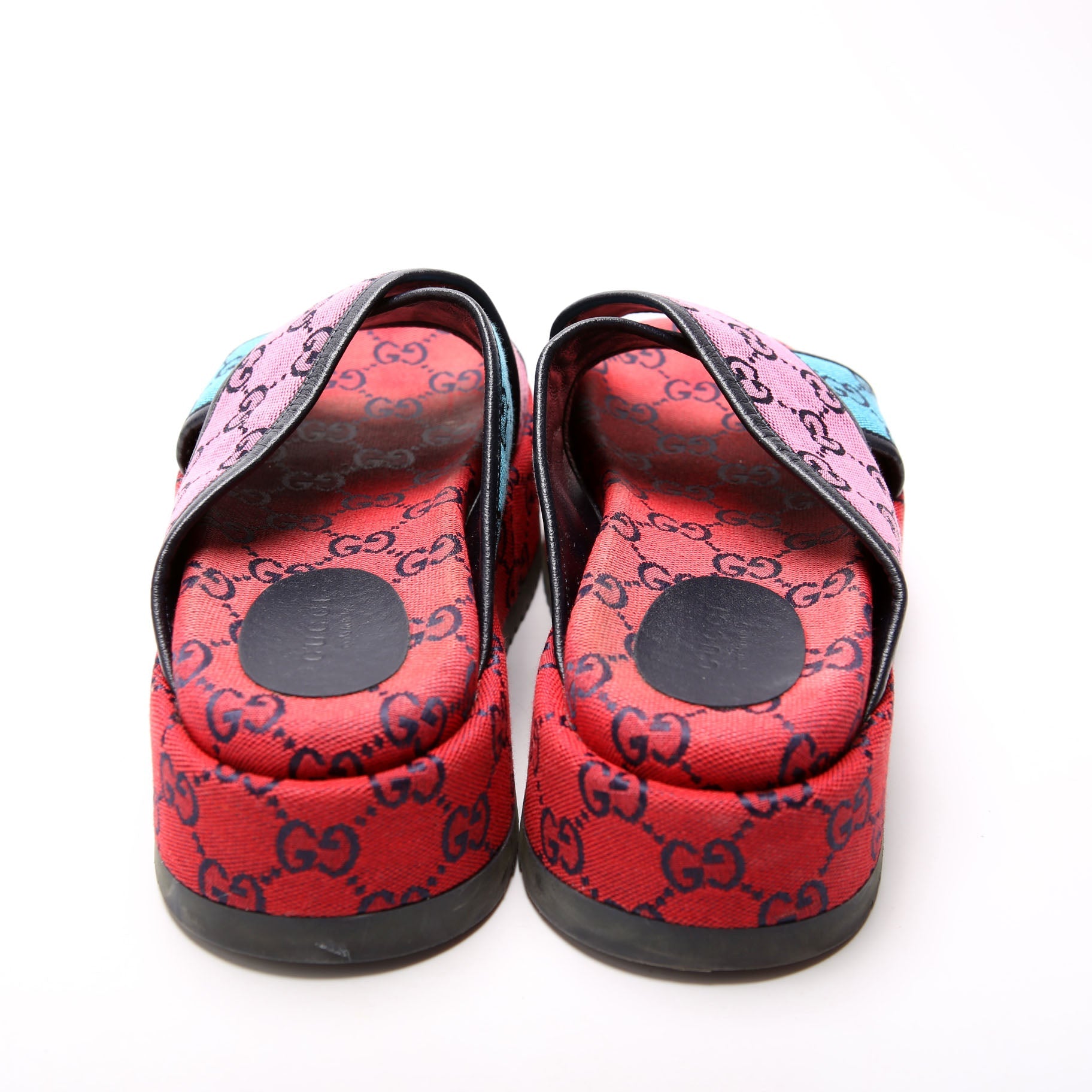 GG Canvas Crisscross Platform Sandal Size 37 Multicolor