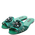 Bianca Lace Crystal Flats Size 37.5 Green