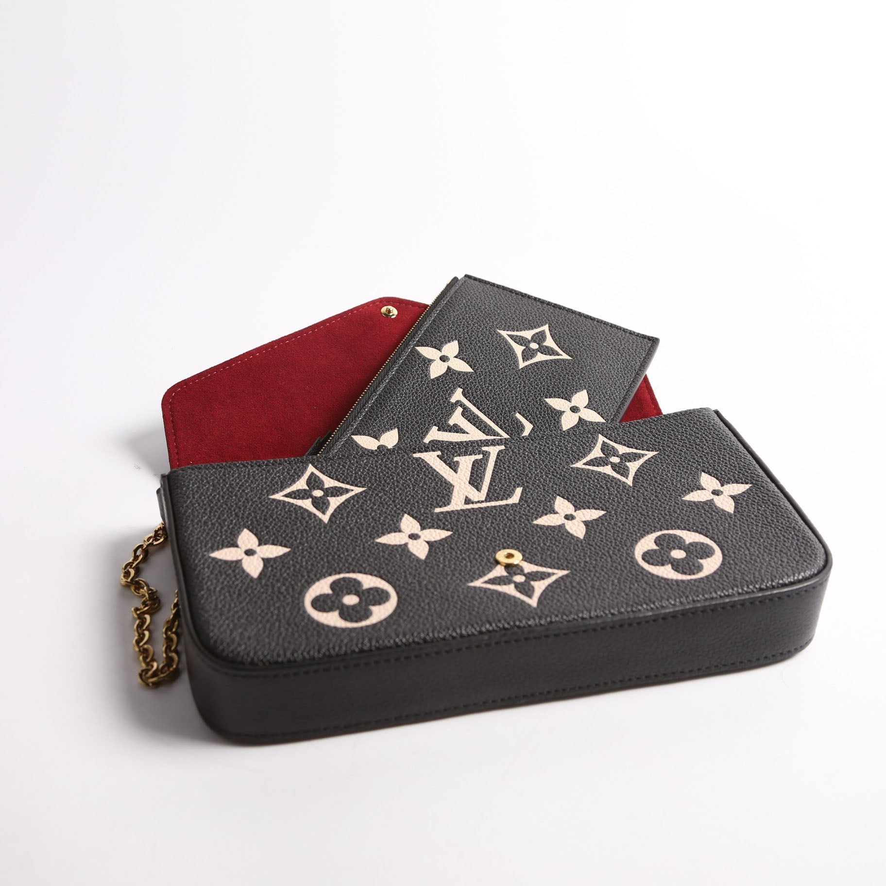 Pochette Felicie Bicolor Empreinte Black/Beige