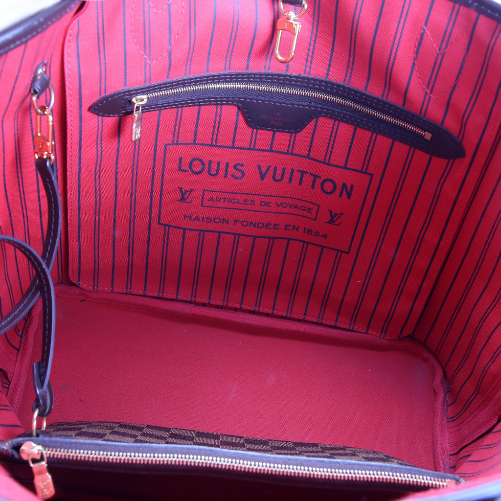 Neverfull With Wallet MM Damier Ebene Red